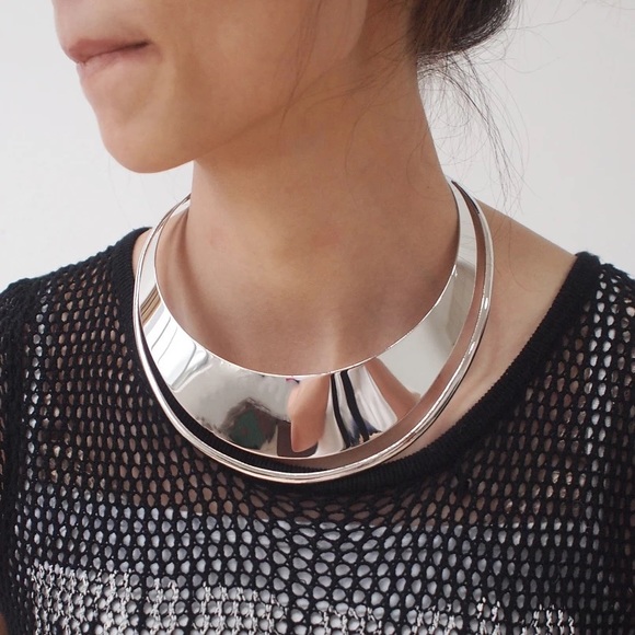 BRAND NEW MINIMALIST GOLD SILVER EGYPTIAN CHOKER COLLAR NECKLACE - Picture 5 of 5